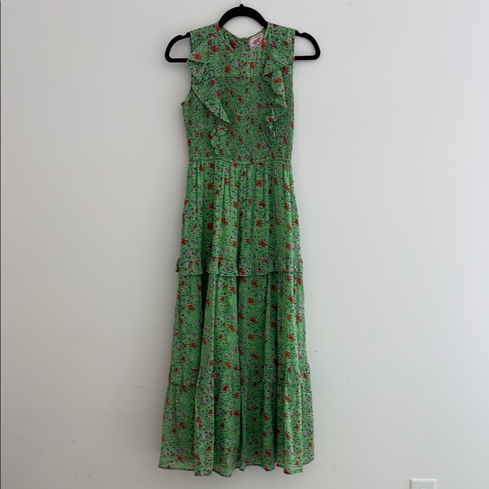 Floral Green Sleeveless Dress